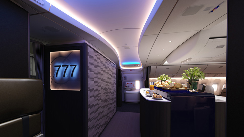 Picture of Boeing 7 7 7 interior.