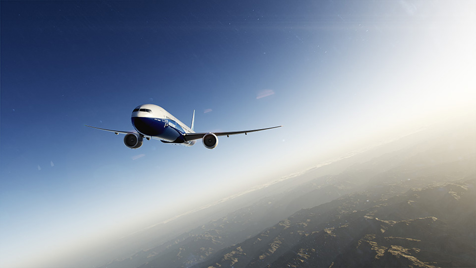 Picture of Boeing 7 7 7 in flight.