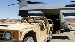 Phantom Badger outside cargo door of V-22 Osprey