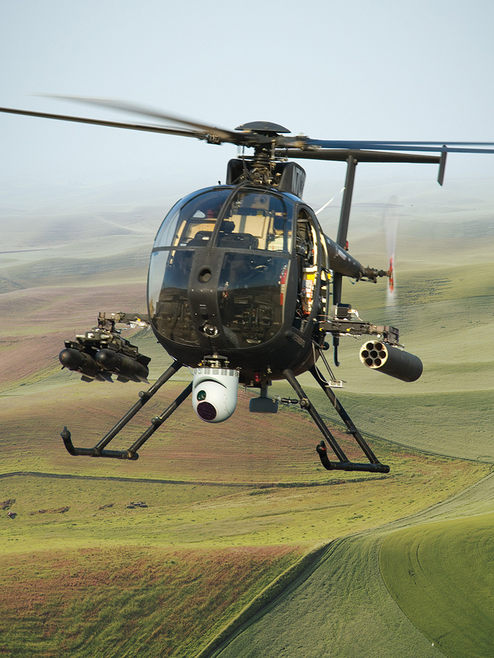 Unmanned Little Bird H-6U in flight