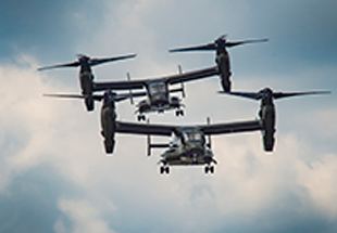 2 V-22 Ospreys in flight