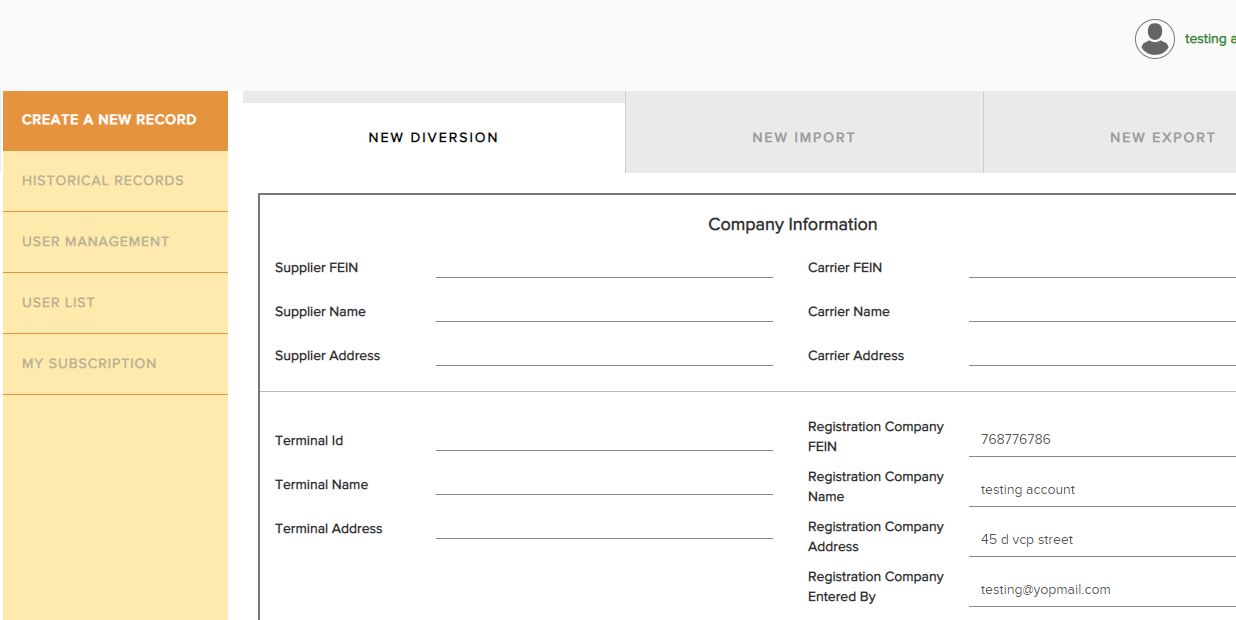 Diversion Management Web App